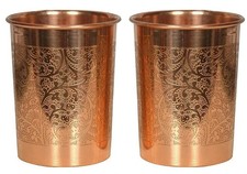 Pure Copper Handmade Water Drinking Glass Tumbler For Health Benefits Set Of 2 picture