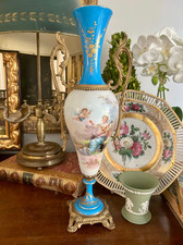 Antique Sevres Style Porcelain Vase w/ Gilt Metal Mounts picture
