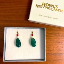 Howl's Moving Castle Earrings Green Agate Silver 925 Studio Ghibli New S/F Japan picture
