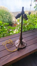 ANTIQUE HANDEL LAMP BASE FOR REVERSE PAINTED LAMP OR SLAG LAMP -  SIGNED picture