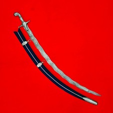 Vintage Indo-Persian Mughal Islamic Koftgari Serpentine Damascus Sword Shamshir picture