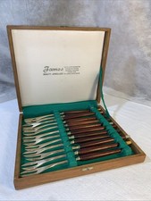 James Quality Jewellers Fondue Forks MCM Vtg JQ Siam Thailand Box & Set 12 PCS picture
