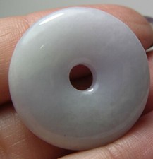 #6 100% Natural 41.20ct Untreated Lavender Jade Donut Shape Pendant 8.20g 25mm picture