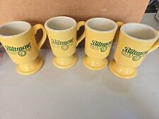 4 VINTAGE BILTMORE DAIRY BAR PEDESTAL COFFEE MUGS -YELLOW AND GREEN Rare picture