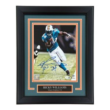 Ricky Williams Autographed Miami Dolphins (Action) Deluxe Framed 8x10 Photo - JS picture