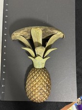Vintage Hollywood Regency-style Brads Cast Metal Pineapple Wall Shelf Gold Gilt picture