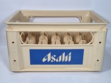 Vintage Asahi Beer Plastic Crate - Rare English Logo Blue Panel Variant - Retro picture