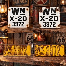 Antique 1919-20 WA License Plate Lot Original Auto Tags Historic Garage Decor picture