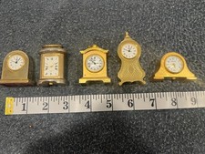 5 Miniature Brass Clocks Bulova & Bailey Banks & Biddle are Japan- 3 are china picture