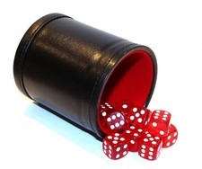 Bicast Leather Dice Cup Felt Lining & 12 Rounded Corner Game Dice - Red picture