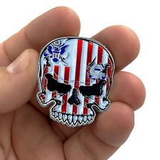 EL3-016 US Coast Guard Flag Coastie Skull Pin with dual pin posts so it won't sp picture