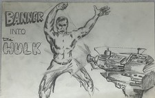 Estate Find Vintage Original Hulk Pencil Drawing Bruce Banner Comic Art 10.5x7  picture