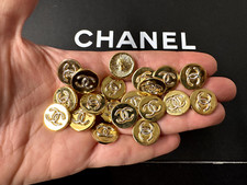 Vintage CHANEL Gold color Metal Button CC Logo in Silver High Relief LOT OF 12 picture