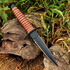 Handmade Double-Edged V42 Military Stacked Wood Dagger Knife Devil's Brigade picture