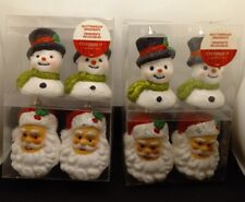 Celebrate It Shatterproof Set of 4 Santa/Snowman Heads Xmas Ornaments 2 Boxes picture