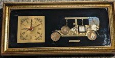 G Burgess London Vintage Car Clock Mixed Media Watch Parts Coin Art picture