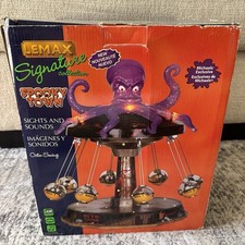 Retire Lemax Signature Spooky Town Octo-Swing Carnival Ride 14379 VIDEO picture
