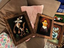 Total of 9 vintage 1960 looney toons velvet portraits picture