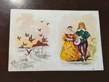 D-073 1889 Victorian Trade Card Calendar Rogers Cough & Lozenges-Man & Lady picture
