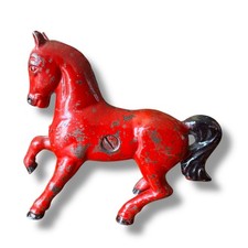 Antique Prancing Horse Cast Iron Still Bank Red Paint C Williams Original 1910s picture