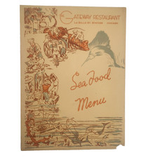 Gateway Restaurant Chicago 1930s Vtg Menu Seafood Mermaids La Salle St Station picture