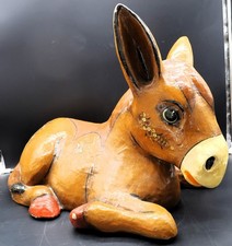 Vtg SERMEL Tonala Paper Mache Donkey Burro Signed Mexico Folk Art Bird Sculpture picture
