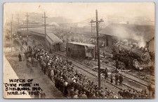 1915 Dixie Flyer Train Wreck Shelburn Indiana IN Railroad Disaster RPPC Postcard picture
