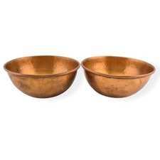 Pair Antique Russian Copper Bowls Tula Hammered Tsarist Pre-1917 Signed Hallmark picture