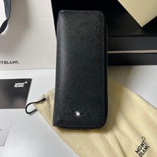 Montblanc Classic Black Leather 2-Pen Leather Pen Zip Case picture