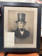 1851 Daniel Webster Signed Letter & Engraving - Sec. of State - Framed Autograph picture