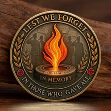 Remembrance Poppy Lest We Forget Challenge Coin Military Veteran Gifts picture