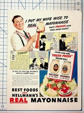 Vintage 1940s Hellmann's Best Foods Real Mayonnaise Magazine Ad picture