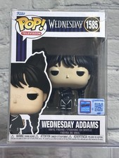 RARE 2024 Funko Pop Wednesday Addams #1585 Cat Ears NYCC Con Sticker DAMAGEDBOX picture
