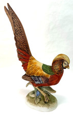 Lefton Golden Pheasant Porcelain Figurine Hand Painted 8 In Tall Vintage Japan picture