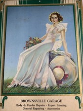 1938 Pin Up Vargas Girl Beauty Art Deco Calendar Brownsville Washington Auto Rep picture