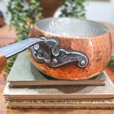 Vintage Stöckli Netstal Swiss Made Hammered Copper Fondue Pot Wood Handle No Lid picture
