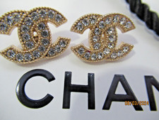 CHANEL 2 BUTTONS 22MM, GOLD tone, clear crystals THIS IS FOR 2 picture