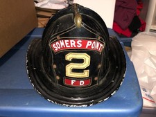 Vintage SOMERS POINT New Jersey CAIRNS & Brothers Metal FIRE Helmet Named picture