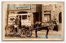 RPPC Horse Drawn Milk Delivery Wagon Borden's Condensed Milk MARENGO IL & worker picture