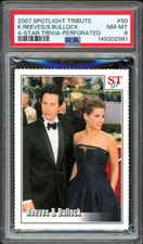 2007 Spotlight Tribute Perforated #50 ROOKIE Keanu Reeves Sandra Bullock PSA 8 picture