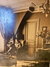 1924 Paris France Antique Photo Woman Reading Ornate Interior Handwritten Back picture