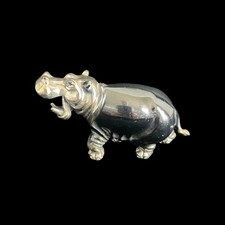 Saturno Sterling Silver Oxidized & Polished Hippopotamus Figurine All Hallmarks picture
