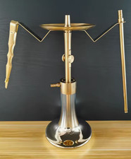 Premium Turkish Style Hookah Set – Large 52cm Gold Stainless Steel Shisha picture