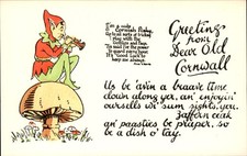 Cornish pixie on mushroom C.W. Co. Bristol Ltd. c1930s-40s Vintage Postcard picture