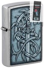Zippo 48365 Medieval Dragon and Blade Street Chrome Lighter + FLINT PACK picture