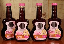 (04) DOLLY PARTON Pancake Syrup GUITAR Shaped Plastic Bottles Full Sealed 22oz picture