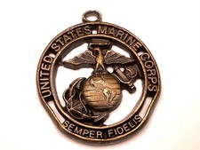 Vintage US Marine Corps USMC EGA Semper Fidelis Eagle Globe Anchor Pendant picture