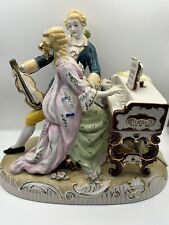 Vintage Dresden Style Porcelain Figurine Victorian Musical Couple Pianist picture