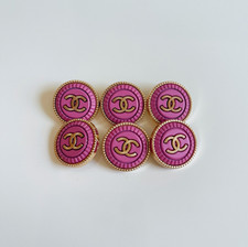 STAMPED lot of 6 Designer Pink and Gold Button 20mm picture