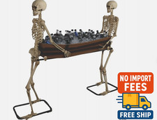 2 Poseable Skeletons Carrying Coffin Halloween Decoration Prop Haunted House New picture